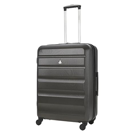 Aerolite Leichtgewicht ABS Hartschale 4 Rollen Trolley Koffer Reisekoffer Hartschalenkoffer Rollkoffer Gepäck, 69cm, Kohlegra