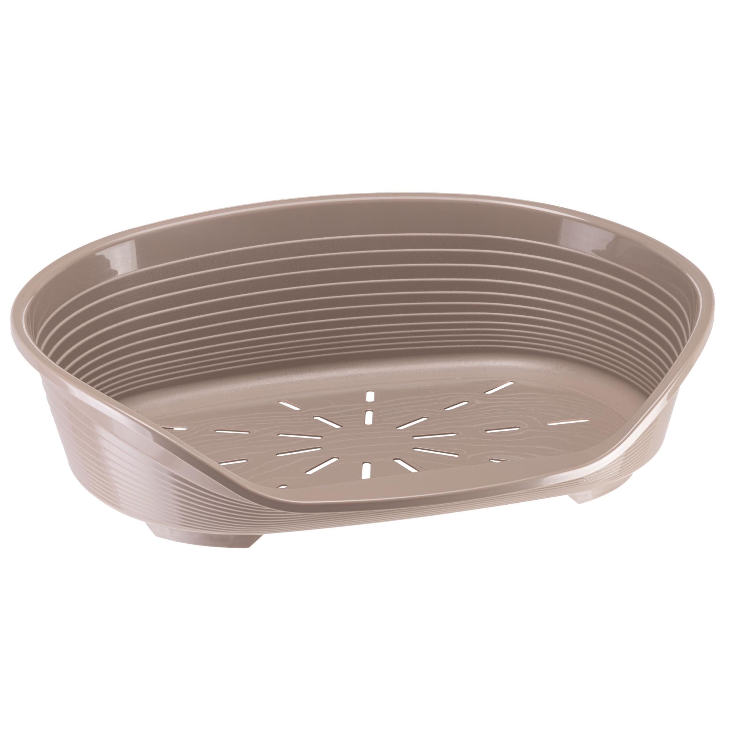 Ferplast Cat Bed, Plastic Dog Bed Medium, Ventilation Holes and Non-Slip Rubber Feet for Added Stability 82 x 59,5 x h. 25 cm. Taupe