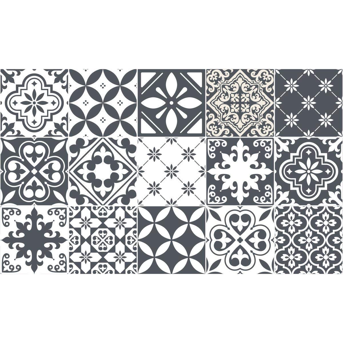 Ambiance Sticker Self-Adhesive Decorative Wall Decal Cement Tile for Bathroom and Kitchen Nuance de Gris Tendance - Pack of 15 Stickers of 15 x 15 cm