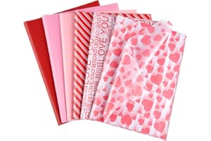 NEBURORA 60 Sheets Valentine's Day Tissue Paper 14 x 20 inches Valentine Love Heart Wrapping Paper Bulk for DIY Craft Gift Ba
