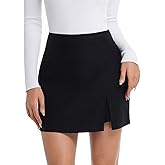 Women's Mini Asymmetrical Skirt with Shorts Underneath,Split Hem and Wrap Front Skort
