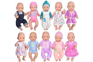 10 Sets Baby Doll Clothes Doll Outfits and Accessories Fit for 43 cm New Born Baby Dolls 14-16-17 Inch Baby Dolls 15 inch Dol