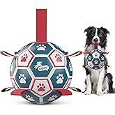 QDAN Dog Balls, World Cup Soccer Ball with Straps, Durable Herding Balls for Small Medium Pet, Puppy Birthday Gifts, Dog Wate