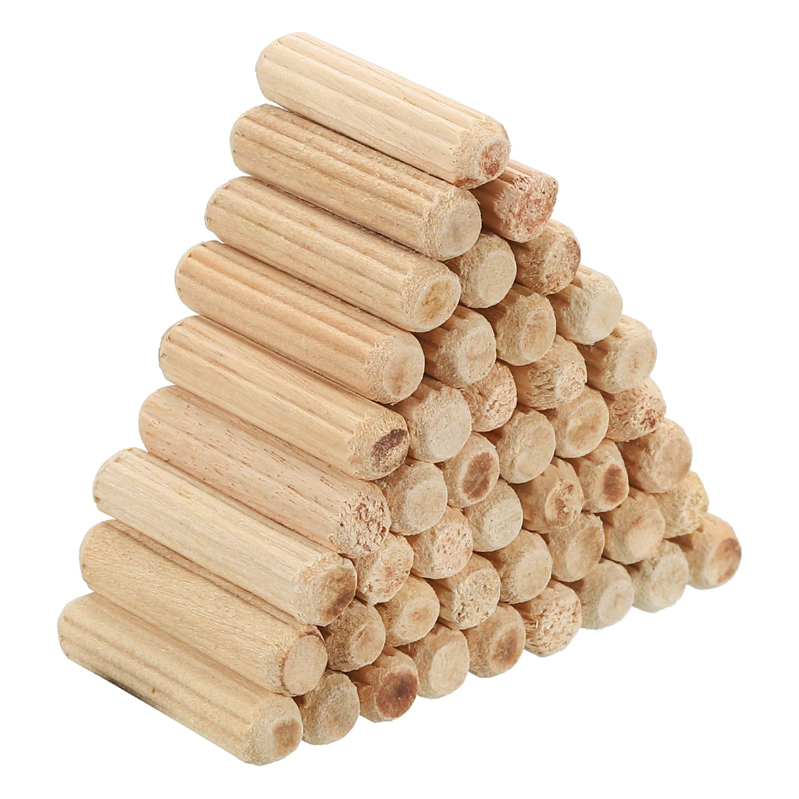 PATIKIL 1/4" x 1"(6 x 25mm) Wood Dowel Pins, 120 Pack Fluted Wooden Dowel Pin Straight Groove Rods for Furniture Door Art Crafts Projects