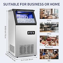 Commercial Ice Maker Machine 120Lbs/24H with 35Lbs