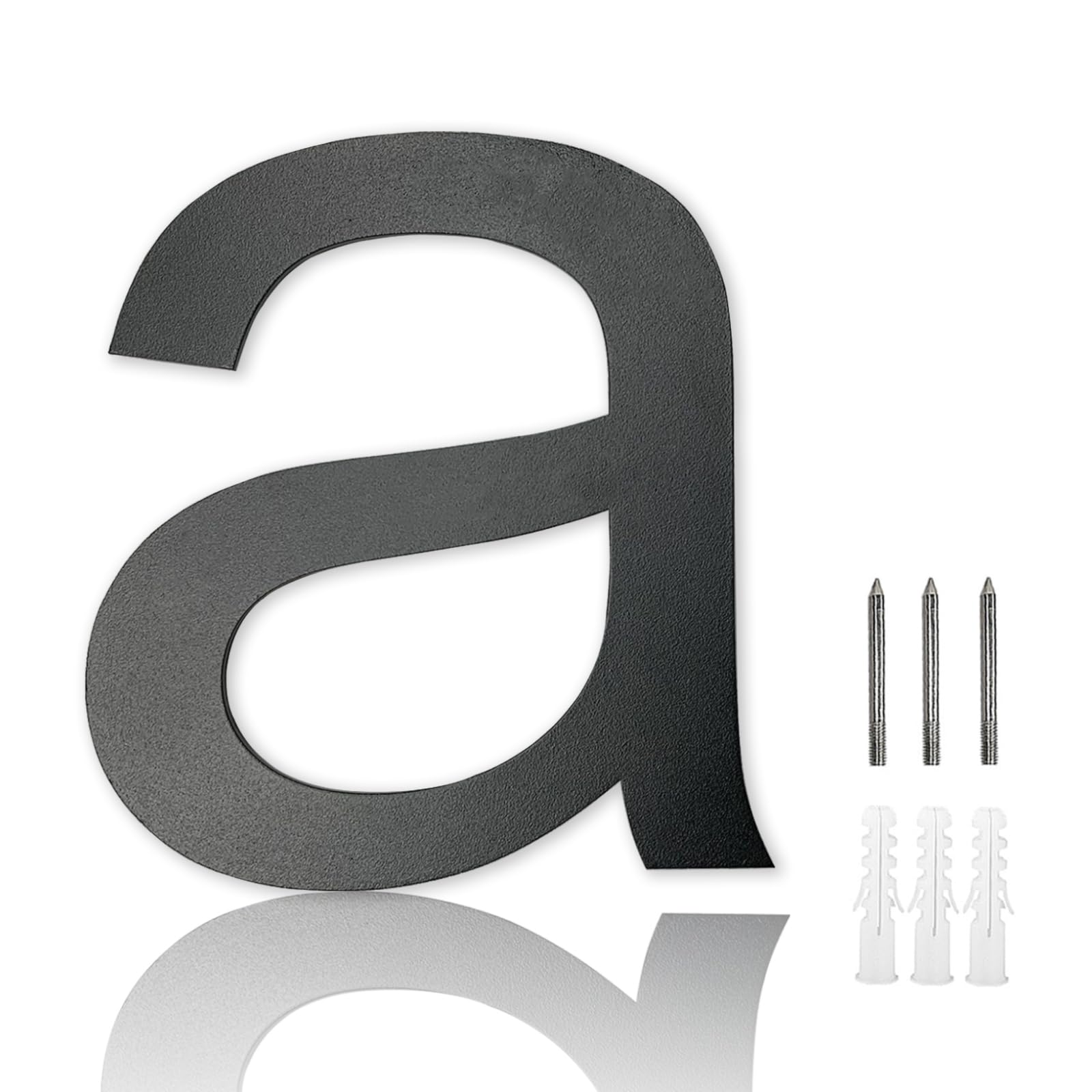 MOLVCE 8 inch Large House Number for Outside Floating, Anthracite Solid Stainless Steel RAL 7016 Anthracite Door Number Fine Structure Powder Coated, Sign Screw On, Font Arial - Number a