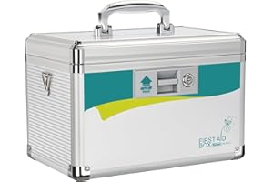Glosen Medicine Lock Box,locking medicine box, Security Lock Boxes【Medium】 12 x 7.68 x 7.87 Inch,lock box, First Aid Key Safe Box,Lock Box for Medication