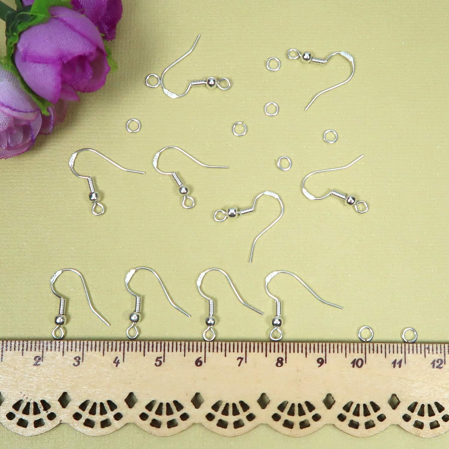 TOAOB 300pcs 18mm 925 Silver Plated Hypoallergenic Ear Wires French Wire Hooks and 4mm Open Jump Rings Starter Kit for Jewellery Making - Image 4