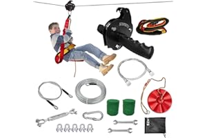 SZHTMZXC Zipline Kits for Backyard, 230FT Zip Line Kit for Kids and Adults Up to 350Lbs, Outdoor Playground Equipment (230FT)