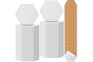 Zopeal 96 Pcs Ceramic Tiles for Crafts Coasters Include Unglazed White Ceramic Tiles with Cork Backing Pads Use with Alcohol Ink Acrylic Pouring for DIY Project Gift (Hexagon)