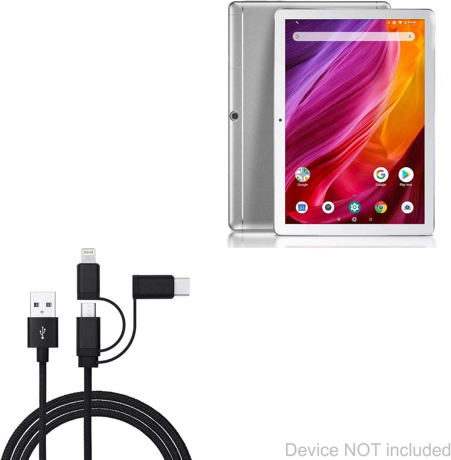 Dragon Touch K10 Tablet Cable, BoxWave [AllCharge 3in1