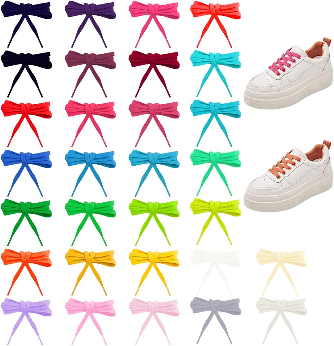 YG_Oline 30 Pairs 40" Shoelaces Assorted Colors, 30 Colors