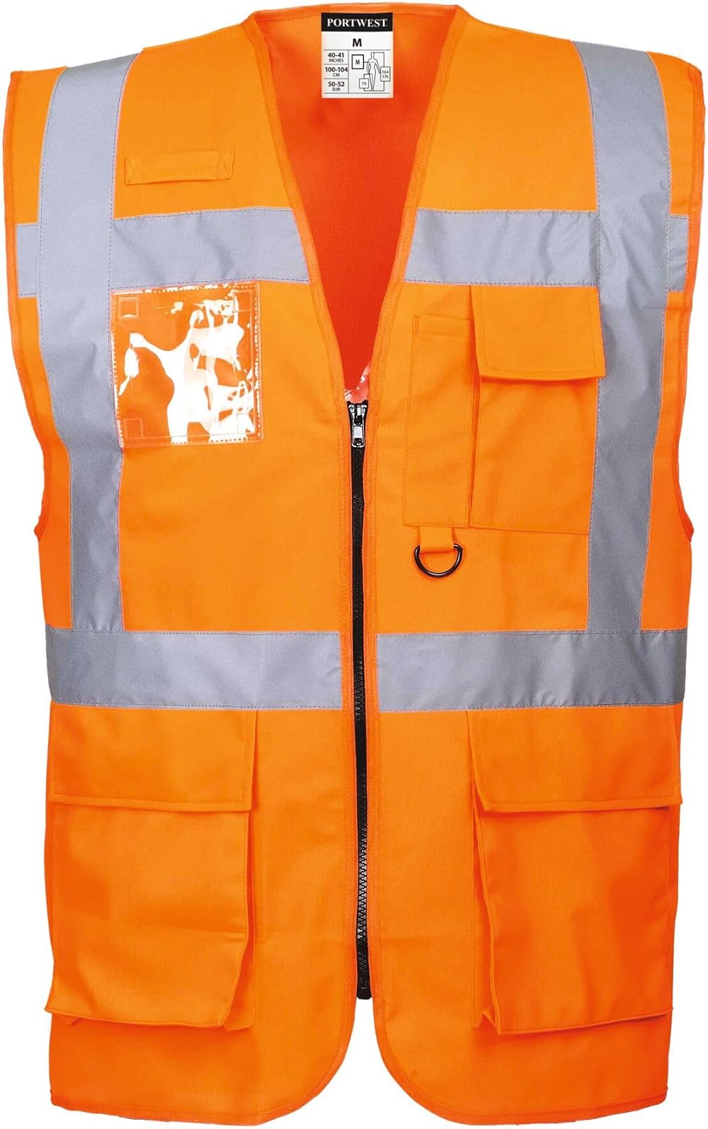 Portwest Berlin Executive Hi Vis Vest Mens 7 Pockets Reflective Gilet Orange XXL