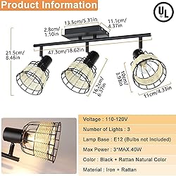 Depuley Vintage Track Ceiling Spotlight, 3-Head