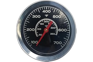 BBQCuker Grill Thermometer Gauge for Charcoal Grill and Smoker, 2.87" BBQ Thermometer for Grill Replacement Parts, 5/16-18 UNC Bolt, Grill Thermometer for BBQ Meat Cooking (100-700℉/50-350℃)