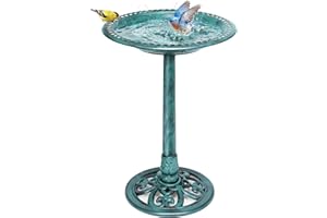 VIVOHOME Bird Bath for Outside, Polyresin Pedestal Bird Baths for Outdoor, Garden, 28 Inch Height Weather-Resistant Birdbaths