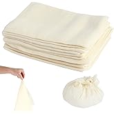 12Pcs Cheese Cloths, 100% Unbleached Organic Cotton with Closed Edges, 20x20 inch Reusable Organic Cheesecloth, Ultra Fine Mu