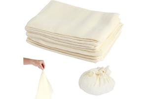 12Pcs Cheese Cloths, 100% Unbleached Organic Cotton with Closed Edges, 20x20 inch Reusable Organic Cheesecloth, Ultra Fine Mu