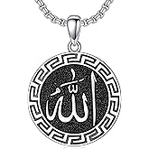 Lattd Allah Necklace for Men 925 Sterling Silver/18K Gold Plated Allah Arabic Pendant Islamic Jewelry Gifts for Men Women