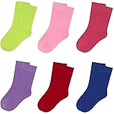 Kids Thin Crew Socks Viscose Bamboo Colorful Breathable Socks for Boy Girl Funny Solid Dress School Uniform 6 Pairs