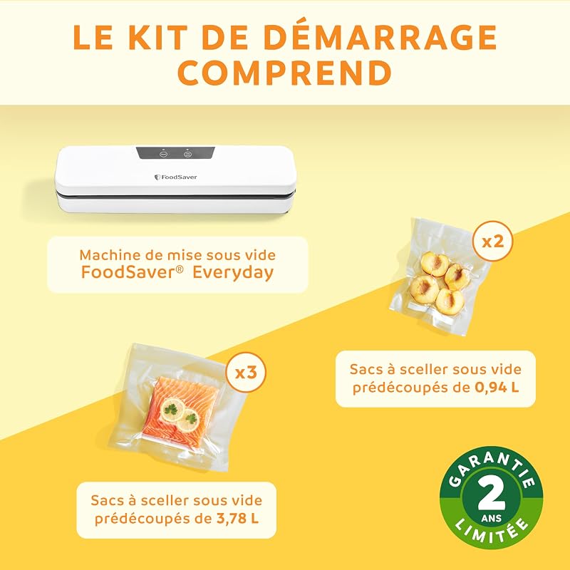 Everyday Machine Sous Vide Alimentaire | Conserve la fraîcheur de vos aliments | Appareil de mise sous vide avec design compact | Avec 5 sacs d'emballage sous vide (0,94L & 3,78L) | VS0290X — photo 6 sur 7
