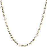 LIFETIME JEWELRY 1.5mm Figaro Chain Necklace Women and Men 24k Real Gold Plated