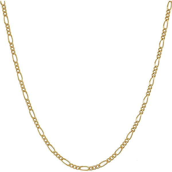 ヾ(＾v＾)k フレンチロープ2.8x55cm,フィガロ2.4x45cm LIFETIME JEWELRY 2.5mm Figaro Chain Necklace 24k Real Gold