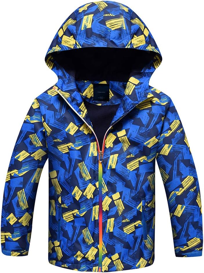 Jingle Bongala Boys Girls Outdoor Waterproof Rain Jacket Fleece Lined Raincoat
