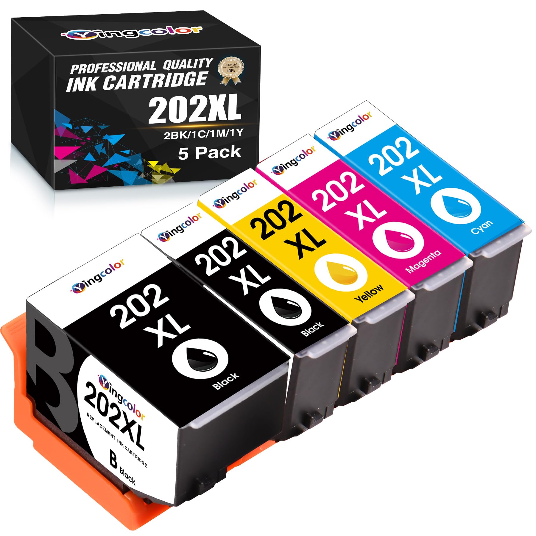 202XL Ink Cartridges Replacement for Epson 202 XLCompatible with Epson Expression Premium XP 6100 XP-6105 XP-6000 XP-6005 XP-6001 Printer (5 PACK)