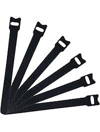 Attmu 50 PCS Reusable Fastening Cable Ties, Microfiber Cloth 6-Inch Hook and Loop Cord Ties, Black