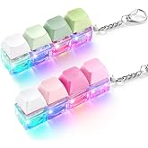 2 Pack Keyboard Fidget Toy Light Up &ndash; Clicky &amp; Silent Fidget Keychain | Quiet Fidget Toys for Adults, Sensory Toy for Boost Focus &amp; Calm Anxiety at Work, Travel &ndash; Stress Relief Gifts