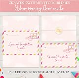 BestaFiesta 36 Unicorn Party Invites for Kids Birthday Girls Folding Envelope view 4