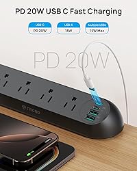 TROND Desk Clamp Power Strip USB C PD 20W- Surge
