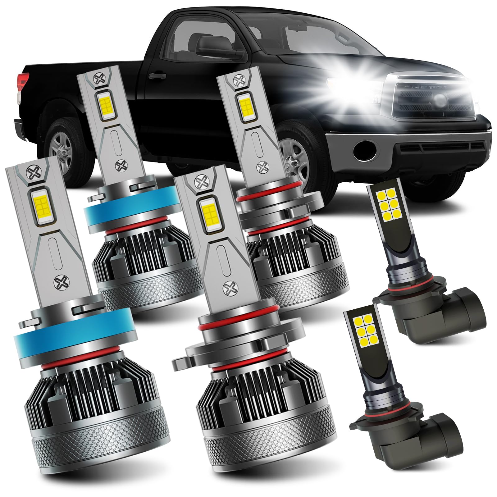 Photo 1 of AWALITED Fits for 2007-2013 Toyota Tundra High Low Beam Fog Lights Bulbs Combo, 6000K White Plug-and-Play Super Bright Bulbs, Pack of 6