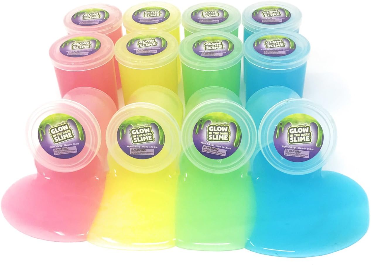 Toy Spout 12 Pack Glow In The Dark Slime Assorted Glowing Neon Colors - Bulk Party Favors, Goody Bag Stuffers, Bulk Toys, Birthday Party Favors, Noisemakers, Prizes Kids - Bulk Pack of 12