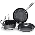 Induction Pots and Pans, Stainless Steel Pots And Pans Set 4pcs With Lid, Induction Cookware For Oven & Dishwasher Safe by MO