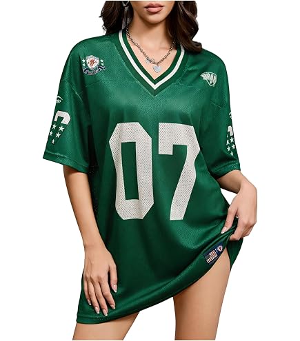 baggy jersey dress SOLY HUX Women's Y2K T-Shirt Short Sleeve Oversized Hip Hop Graphic Tee Mini Dresses Red Number X-Small at Amazon Women's Clothing store !print