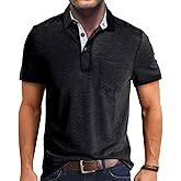 Men's Casual Polo Shirts Classic Button Basic Short Sleeve Shirt Solid Color Cotton Tees Golf Stylish Tops
