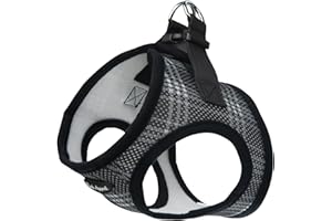 Bark Appeal Black Plaid Step-in Dog Harness for Small-Medium Pets – Updated Sizing, Re-Measuring is Essential – Soft Vest Harness – Anti-Choke with Adjustable Strap & Heavy Duty Clip – XL