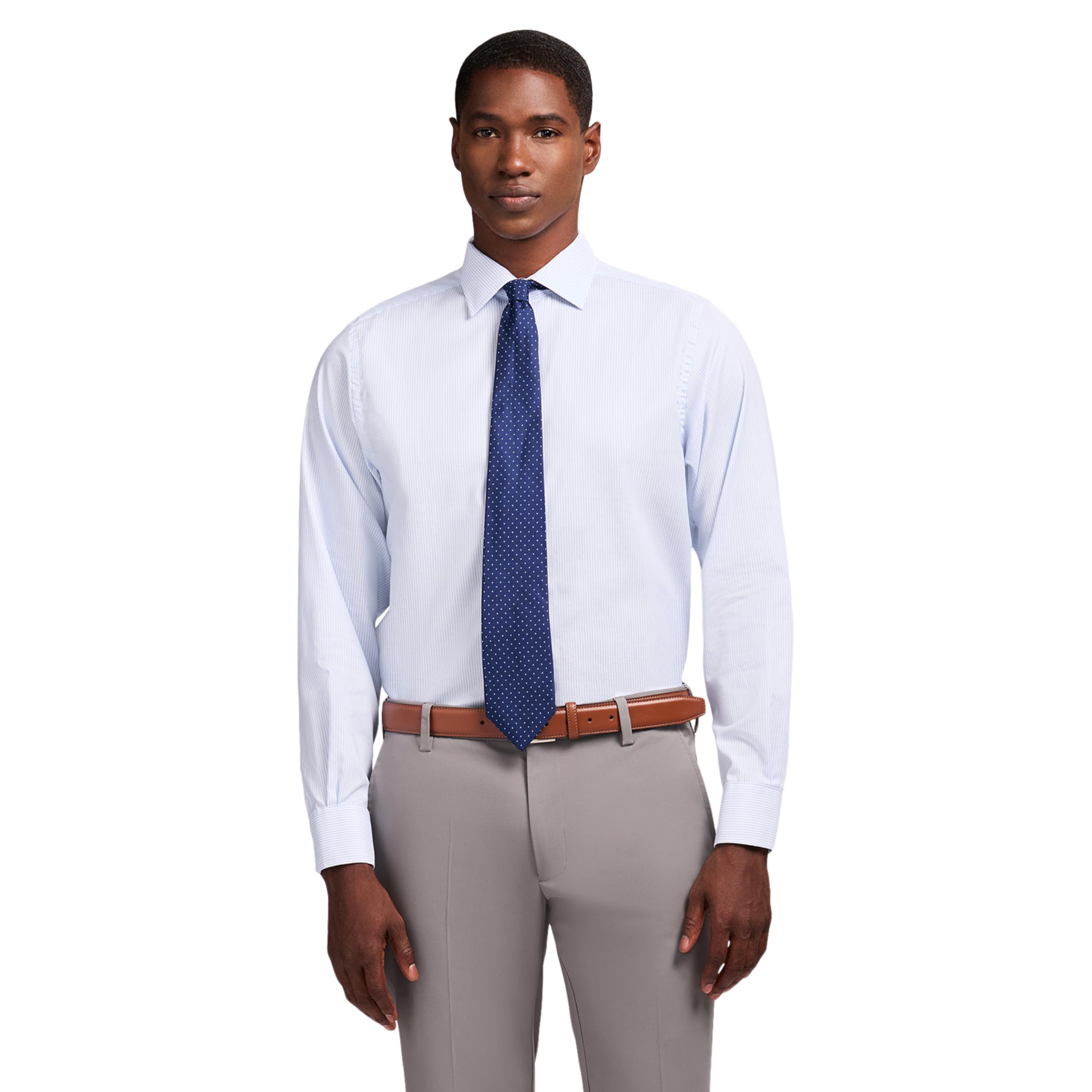 IZOD Men’s Luxury Classics Royal Texture Long Sleeve Button Down Shirt, Della Robbia Blue Pattern, 17-17.5 34