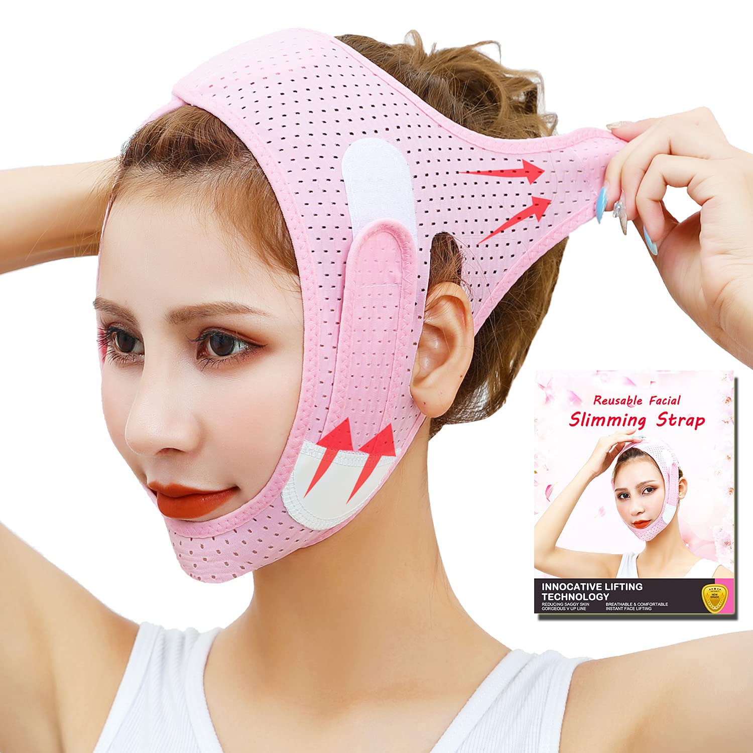Face Slimming Strap, Double Chin Reducer, V Shaped Mask Chin UP Face Lifting Belt for women, Anti- Wrinkle Face Mask, Lifting Bandage for Shaggy Skin- COOLWAS