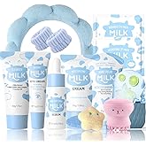 13PCS Milk Skincare Set for Kids & Teens, Complete Kids Skin Care Set for Girls Ages 8-12, Skin Care for Kids Girl 10-12, Skin Care Set for Teens, Face Care Kit Gentle, Nourishing, All Skin Types