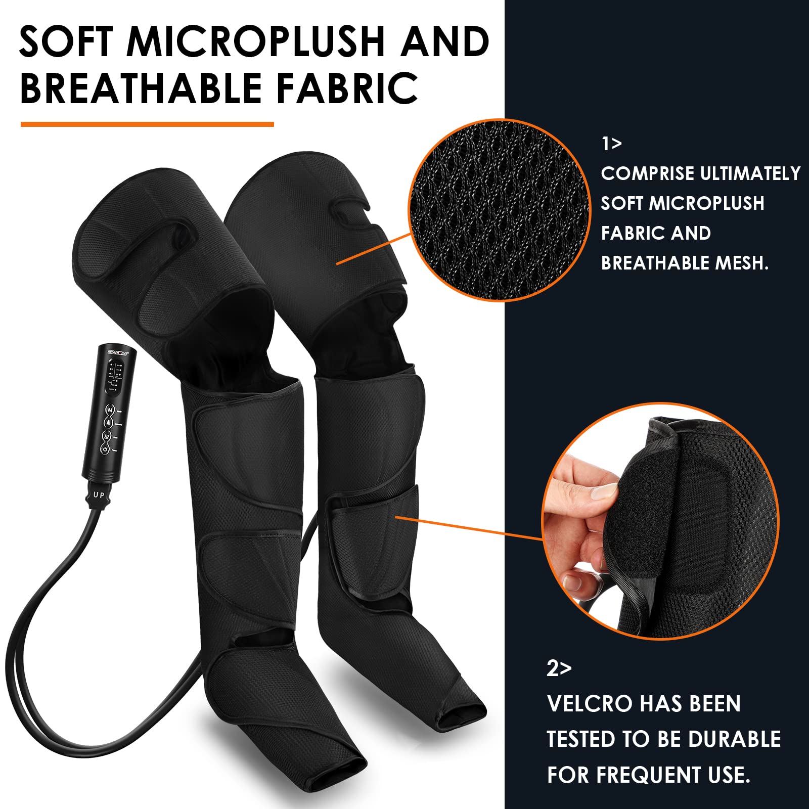 CINCOM Leg Massager with Heat - Air Compression Foot, Calf & Thigh Massager with Handheld Controller