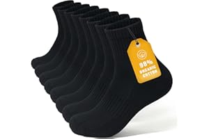 Brula Mens 98% Cotton Cushioned Ankle socks, Moisture-wicking Breathable Soft Athletic Sport Quarter Socks