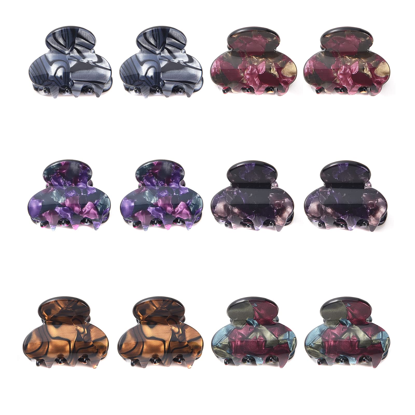 Photo 1 of Carede 1.2 inch Small Hair Clips Plastic Hairs Claws Barrette Small Hairpin Clamps for Women and Girls,Pack of 12