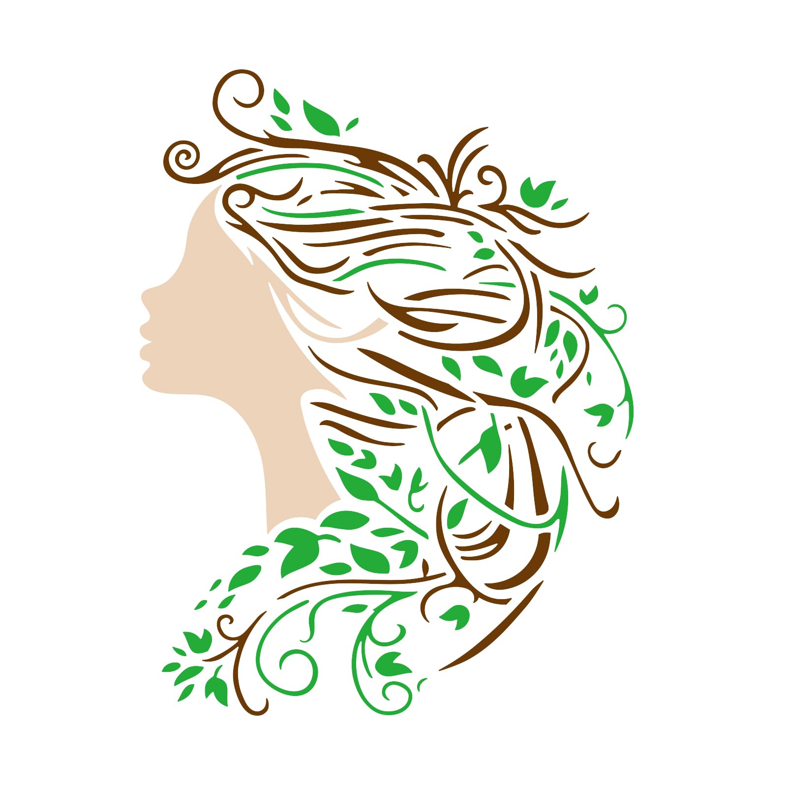 FINGERINSPIRE Woman Face and Tree Stencil for Painting 21x29.7cm Hollowed Woman Face Drawing Template Branch Leaf Hair Painting Stencil Woman Silhouette Stencil Character Theme Template for DIY