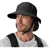 JOYART Surf Hat Bucket Beach Sun Hats with Chin Straps for Surfing Boating Riding Fishing Watersports Men & Women,Wide Brim
