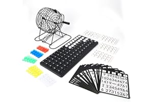 Bingo Game Party Game ,Lucky Ball Bingo Game with Metal Cage Colorful Bingo Chips Traditional Wine Set Bingo Game Lucky Ball 