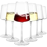 Imourari Crystal Wine Glasses Set of 6-13.5oz Clear Lead-Free Hand Blown Long Stem Square Red Wine Glasses with Gift Box for Christmas Wedding Birthday Party