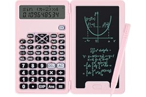 PINDDA Scientific Calculators for Students, Office Desktop Calculators, 240 Computing Functions, Pink Cute Small Calculator with Notepad, Ideal for Middle High School Students and Teachers (Pink)